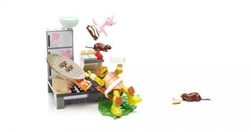 Bộ lắp ráp Mega Bloks DXY13 Căn bếp hỗn loạn của Mikey với nhân vật Ninja Rùa Michelangelo và bẫy bánh quế, đồ chơi cho bé trai 5 tuổi.