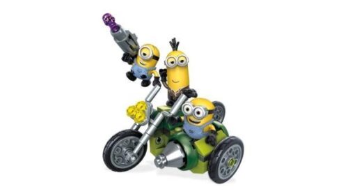 Bộ đồ chơi Mega Bloks FND04 Xe Mô Tô Minions Moto Mania với 3 minifigure Minions đáng yêu, xe mô tô độc đáo có khả năng bắn đạn nhựa, phù hợp cho bé trai và bé gái 6 tuổi, mang đến cuộc phiêu lưu bất tận và những giờ phút giải trí sáng tạo.