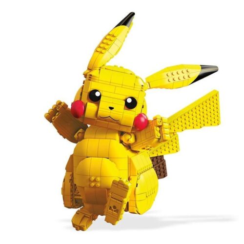 Bộ lắp ghép Pikachu khổng lồ Mega Construx FVK81, mô hình Pikachu cỡ lớn 802 mảnh màu vàng đen đỏ, phù hợp bé trai bé gái 8 tuổi, đồ chơi lắp ráp giá tốt.