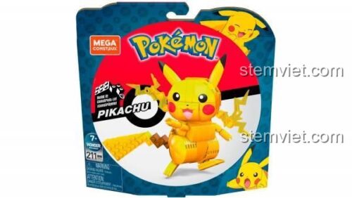 đồ chơi lắp ráp Mega Construx GMD31 Pikachu, bộ lắp ghép Pokémon Pikachu, đồ chơi mô hình Pikachu 211 mảnh, đồ chơi cho bé trai 6 tuổi