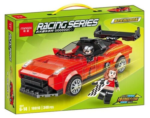 Hộp bộ lắp ráp Siêu xe đua Ferrari Mingdi 10016 màu đỏ, có minifigure, động cơ kéo lùi, dành cho bé trai 6 tuổi, giá tốt.
