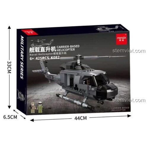 Hộp bộ lắp ghép Trực thăng Hải quân Mingdi K082 với 425 chi tiết, đồ chơi mô hình giá tốt cho con trai 6 tuổi