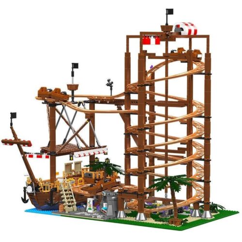 Bộ lắp ráp Tàu lượn siêu tốc xoắn kép Mould King 11013, đồ chơi mô hình công viên giải trí cho con trai 14 tuổi.