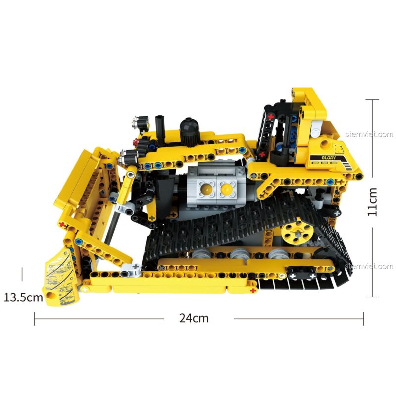 Kích thước thực tế của bộ xếp hình Mould King 13015: dài 24cm, rộng 13.5cm và cao 11cm.