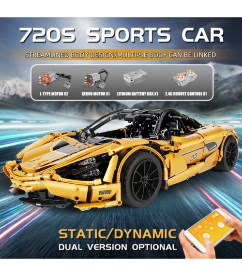 Mô hình McLaren 720S Mould King với các chi tiết mô phỏng siêu xe chân thực, cửa cánh chim mở được, đồ chơi mô hình cho bé trai 8 tuổi.