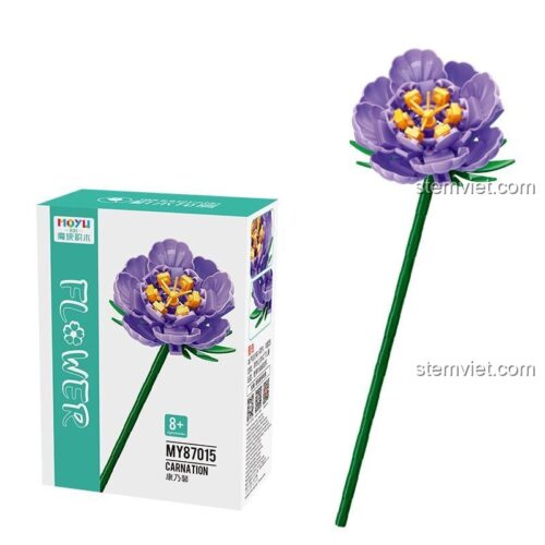 Mô hình hoa cẩm chướng tím lắp ghép MOYU BLOCK MY87015, đồ chơi mô hình chất lượng cao cho bé gái 6 tuổi.