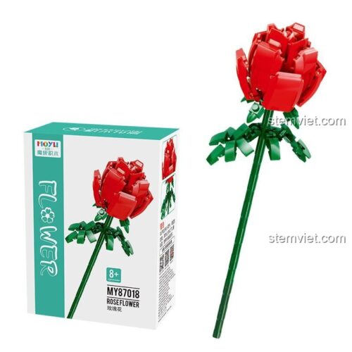 Hộp đồ chơi mô hình Moyu Block MY87018 hoa hồng đỏ 100 mảnh, chất lượng cao, tương thích LEGO®, món quà tinh tế cho con gái.