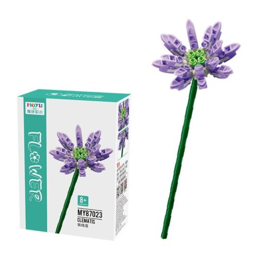 Bộ đồ chơi Hoa Clematis tím MOYU BLOCK MY87023, hộp sản phẩm với sắc tím quyến rũ, phù hợp cho bé gái 6 tuổi, giá tốt.