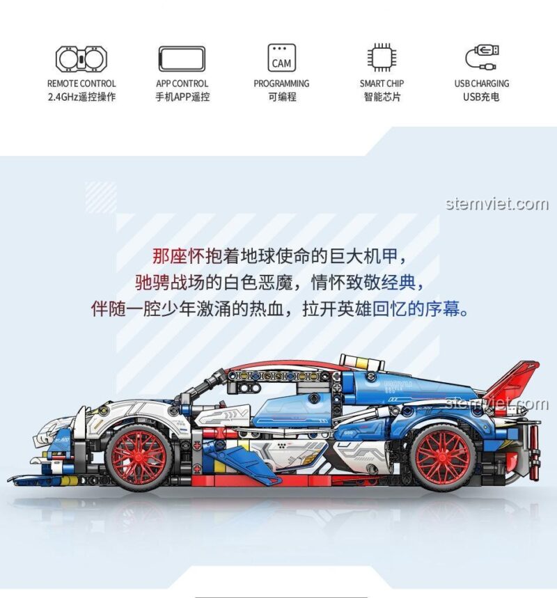 Tính năng điều khiển từ xa của đồ chơi mô hình Xe đua Gundam MY88320A.