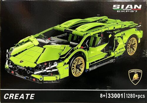 Bộ lắp ráp No Brand 33001 Lamborghini Sián FKP 37 1280 mảnh, đồ chơi mô hình siêu xe điều khiển từ xa màu xanh lá độc đáo, dành cho bé trai 6 tuổi, giá tốt