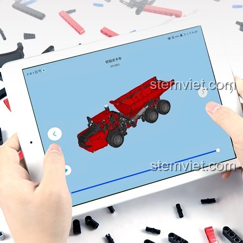 Đồ chơi mô hình ONEBOT OBLDQ18AIQI Xe Tải Ben CN373 Vận Chuyển Đất Đá, mô hình xe công trình màu đỏ đen, tái hiện chân thực phim Lưu Lạc Địa Cầu, phù hợp bé trai 14 tuổi, giá tốt