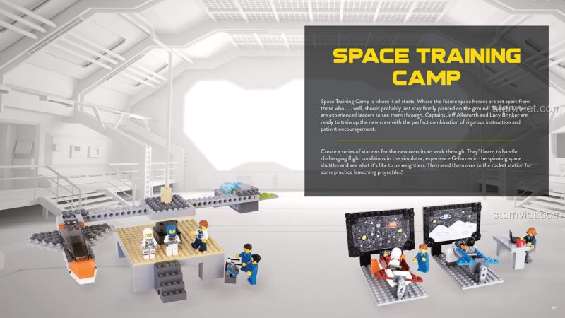 Hướng dẫn lắp ráp Trại Huấn Luyện Không Gian từ sách sáng tạo từ gạch LEGO® ISBN9781624149108.