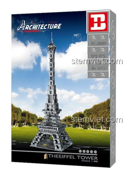 Hộp bộ xếp hình Tháp Eiffel YC-20001 của Pangu, gồm 1212 chi tiết, tỉ lệ 1:400, quà tặng ý nghĩa cho bé.