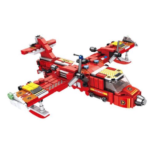 Hộp sản phẩm đồ chơi xếp hình Đội cứu hỏa thành phố Panlos Brick 633043, với 572 mảnh ghép, lắp được 12 mô hình nhỏ và 1 máy bay lớn.