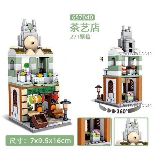 Kích thước chi tiết của đồ chơi mô hình Cửa hàng trà kiểu Nhật 657040, bộ xếp hình 271 mảnh ghép, món quà sáng tạo cho bé.