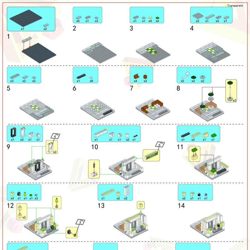 Cửa Hàng Cà Phê Kiểu Chibi Panlos Brick 657047 hướng dẫn lắp ghép Panlos Brick 657047 Mô hình tiệm cà phê