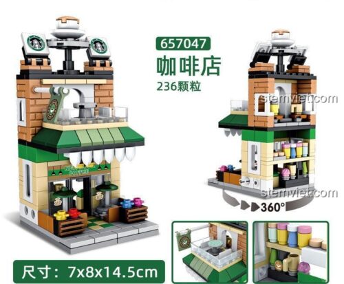 Kích thước đồ chơi mô hình Quán cà phê Panlos Brick 657047, bộ xếp hình chất lượng cao cho bé gái.