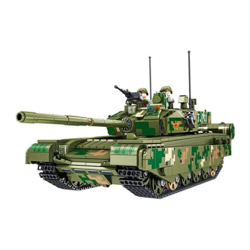 Mô hình đồ chơi lắp ráp Xe tăng Type 99A Panlos Brick 688001 màu rằn ri xanh lá, phù hợp cho bé trai 6 tuổi.