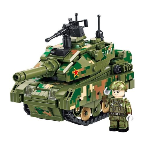 Bộ lắp ráp xe tăng 99A Panlos Brick 688004 phiên bản chibi màu rằn ri xanh lá cây, đồ chơi cho bé trai 6 tuổi giá rẻ.