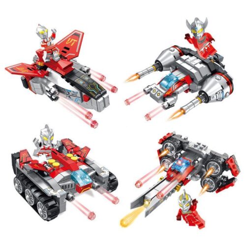 Bộ lắp ráp 4 xe chiến đấu Ultraman Panlos Brick 690010 cho bé trai 6 tuổi, giá rẻ.