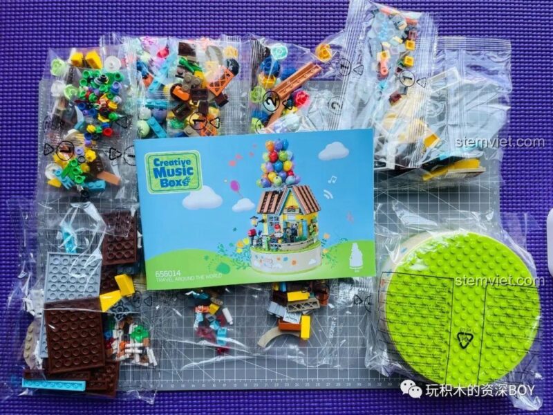 Mặt sau hộp đồ chơi lắp ráp PanlosBrick 656014 Ngôi nhà khinh khí cầu, thông tin chi tiết sản phẩm, đồ chơi sáng tạo giá tốt