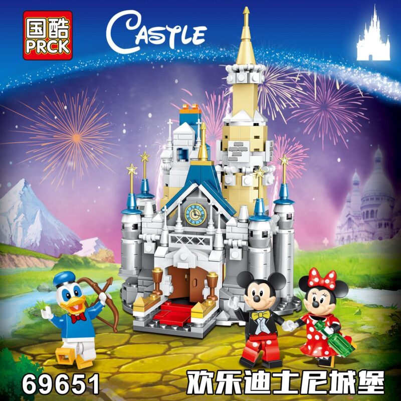 Bộ lắp ghép Lâu đài Disney Mini PRCK 69651 với 3 minifigures Chuột Mickey, Minnie và Vịt Donald. Đồ chơi cho bé gái 6 tuổi.