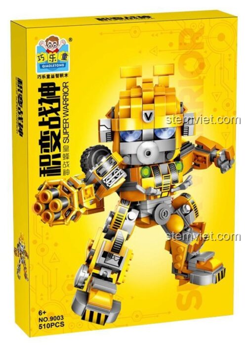 Mô hình Robot Bumblebee QIAOLETONG 9003 sau khi lắp ráp hoàn chỉnh. Đồ chơi lắp ghép cho bé trai 6 tuổi, giá rẻ.