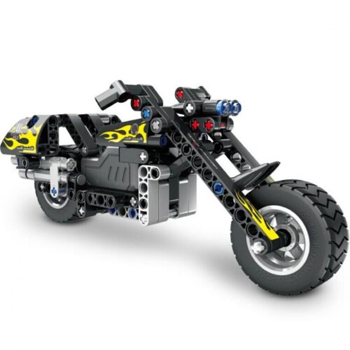 Mô hình xe mô tô Harley QIHUI 5801 với động cơ kéo lùi, đồ chơi lắp ráp cho bé trai 8 tuổi.