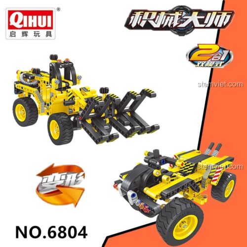 Mô hình xe nâng dọn dẹp Qihui 6804, bộ lắp ghép giá rẻ cho bé trai 8 tuổi, rèn luyện tư duy logic.