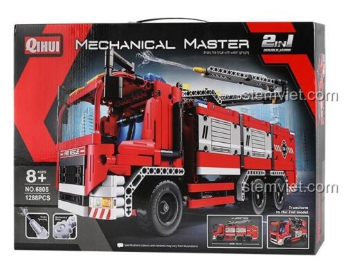 Mô hình Xe Cứu Hỏa Phun Nước QIHUI 6805 sau khi lắp ráp hoàn chỉnh. Bộ lắp ráp technic cho bé trai 8 tuổi, giá rẻ.
