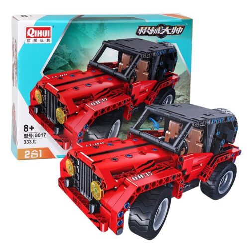 Hộp sản phẩm bộ lắp ráp QIHUI 8017 Xe Jeep địa hình điều khiển từ xa, đồ chơi cho bé trai 8 tuổi.