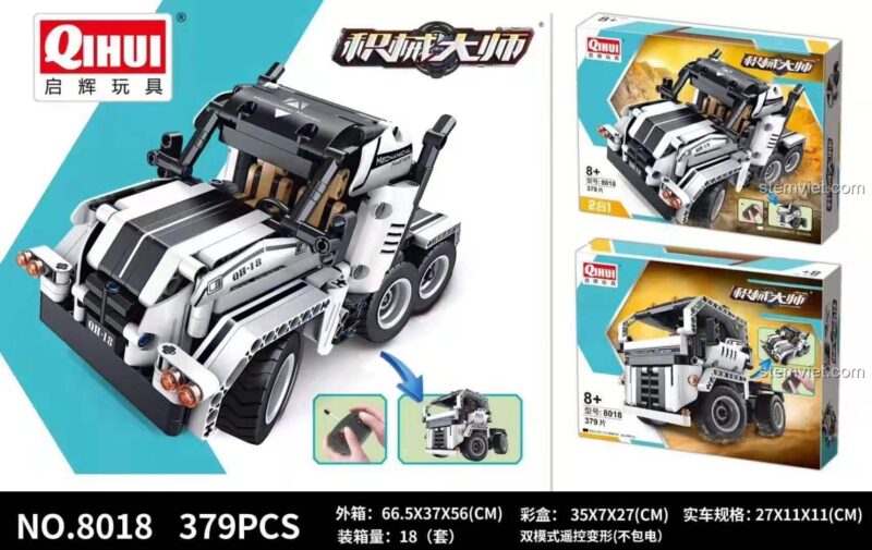 Các góc chụp của mô hình xe tải đầu kéo hạng nặng Qihui 8018, có điều khiển từ xa.