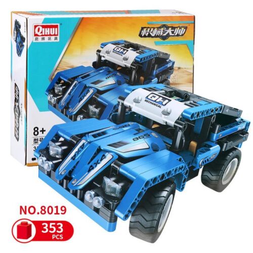 Hộp đồ chơi lắp ráp Xe Bán Tải Địa Hình Thiên Thần Xanh QIHUI 8019 cho bé trai 8 tuổi.