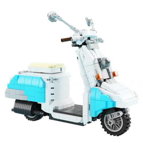 Mô hình lắp ráp xe máy tay ga Jullo Moto Qizhile 85009, thiết kế Vespa cổ điển, đồ chơi sáng tạo cho bé gái 6 tuổi.