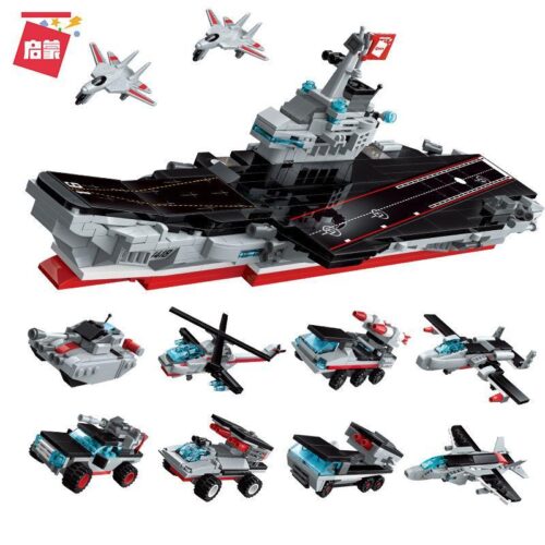 Bộ lắp ráp Tàu sân bay Liêu Ninh QMAN 1418 8 trong 1, đồ chơi mô hình quân sự giá rẻ cho bé trai 6 tuổi.