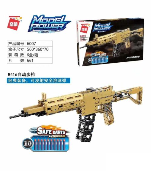 Bộ lắp ráp súng trường M416 QMAN 6007, đồ chơi mô hình bắn đạn xốp an toàn cho bé trai 6 tuổi, giá rẻ.