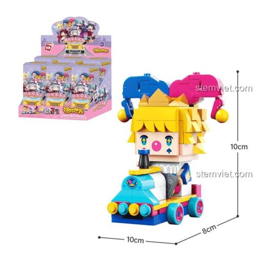 Kích thước chi tiết của một mẫu trong bộ lắp ráp Xe Mèo Meow Meow 72020, cao 10cm, dài 10cm, rộng 8cm. Món quà giá tốt cho bé.