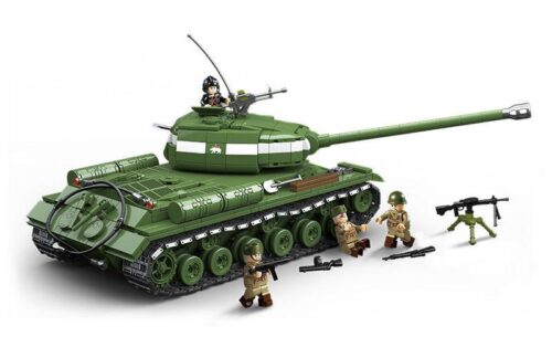 Mô hình đồ chơi lắp ráp xe tăng hạng nặng IS-2 Quan Guan 100249 cùng 6 minifigures lính Liên Xô, phù hợp cho bé trai 10 tuổi.
