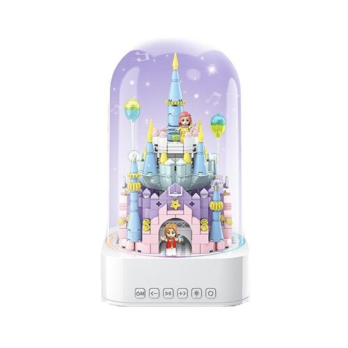 Mô hình lâu đài xoay QUANGUAN 100221 với đèn LED và âm thanh, bộ lắp ghép lâu đài cổ tích cho bé gái 14 tuổi, giá tốt