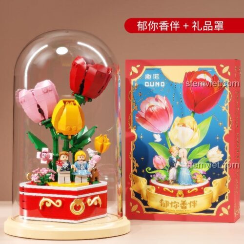 Hộp đồ chơi mô hình Hoa vĩnh cửu lắp ráp QUNO 88001, quà tặng valentine độc đáo, chất lượng cao cho bé gái 6 tuổi