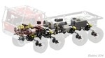 Mô hình đồ chơi Rebrickable MOC-1963 Xe tải Tatra 813 hoàn chỉnh đặt cạnh bộ điều khiển từ xa, sẵn sàng chinh phục mọi địa hình.