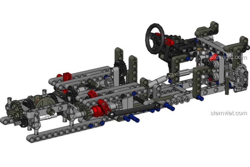 Mô phỏng 3D toàn bộ khung gầm và hệ truyền động của Megacar Koenigsegg One:1 MOC-4789.