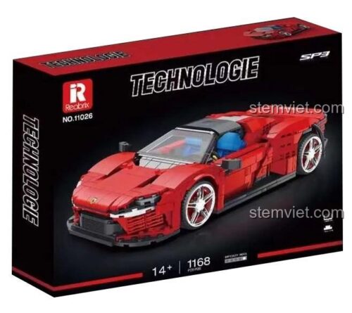 Hộp bộ lắp ghép Reobrix 11026 Siêu xe Ferrari Daytona SP3, đồ chơi mô hình Ferrari Daytona SP3 1168 chi tiết, quà tặng bé trai 14 tuổi