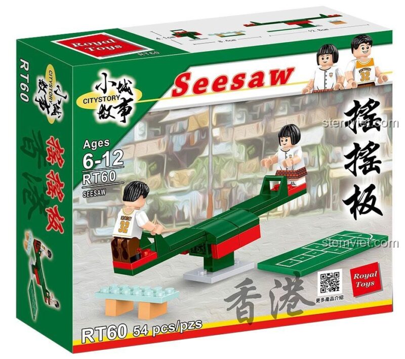 Hộp bộ lắp ghép Royal Toys RT60 Bập Bênh, hiển thị 54 mảnh ghép, phù hợp cho trẻ 6-12 tuổi, đồ chơi lắp ráp giá tốt.