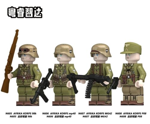 Bộ đồ chơi Lính Quân Đoàn Bắc Phi Rui Zhi N606, 4 minifigure lính Đức Quốc Xã Bắc Phi chi tiết cao, phù hợp bé trai 8 tuổi, giá tốt.