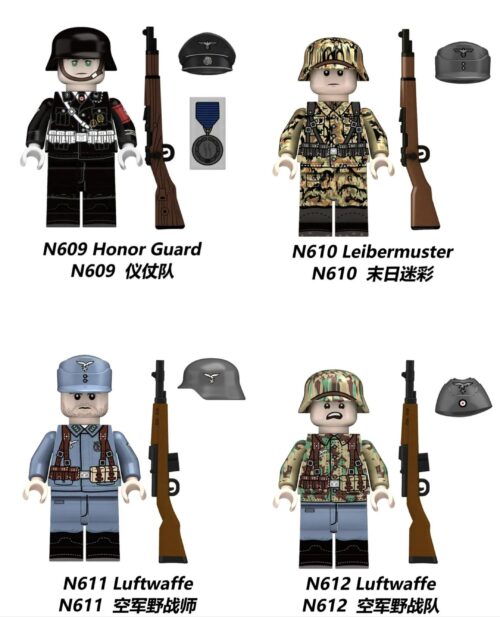 Bộ 4 Minifigure Lính Đức Quốc Xã Rui Zhi N610 chi tiết cao, đồ chơi mô hình quân sự cho con trai 8 tuổi, giá tốt.