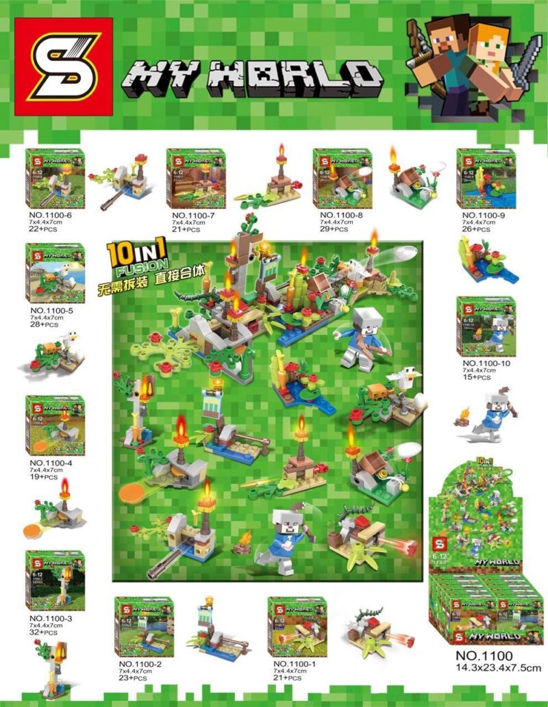 Bộ đồ chơi Cảnh nhỏ Minecraft S Brand 1100, đồ chơi lắp ghép Minifigure Minecraft, đồ chơi mô hình Thế giới Minecraft, đồ chơi xếp hình Mô hình Minecraft, hộp sản phẩm