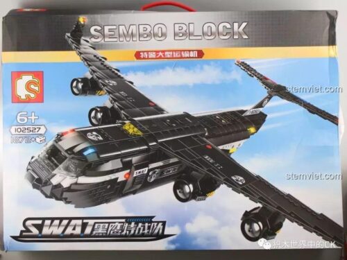 Hộp đồ chơi mô hình SEMBO 102527 Máy bay vận tải cảnh sát SWAT. Món quà giá tốt cho bé trai.