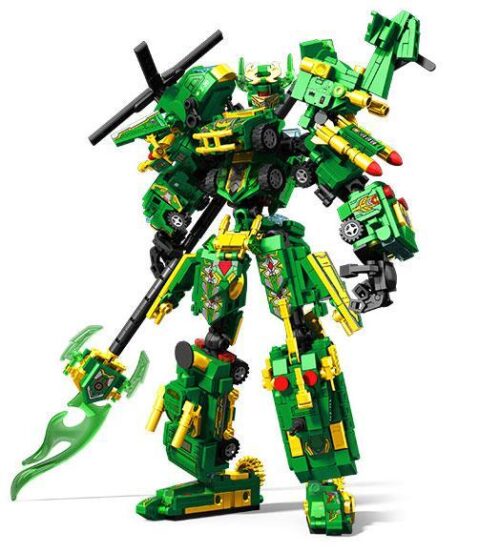 Bộ lắp ráp Robot Quan Vũ SEMBO 103334, mô hình người máy chiến đấu Quan Vũ màu xanh lá và vàng, vũ khí phát sáng, đồ chơi lắp ráp cho bé trai 6 tuổi, giá tốt.