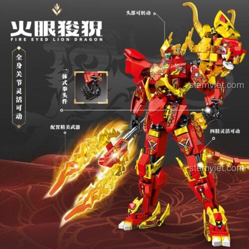 Mô hình Robot Cơ Giáp Suanni Mắt Lửa SEMBO 103368 với các khớp linh hoạt, vũ khí tinh xảo, đồ chơi chất lượng cao cho bé trai 6 tuổi.